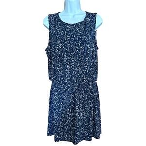 Mango Basics Navy Print Open Back Romper Size M Summer Playsuit